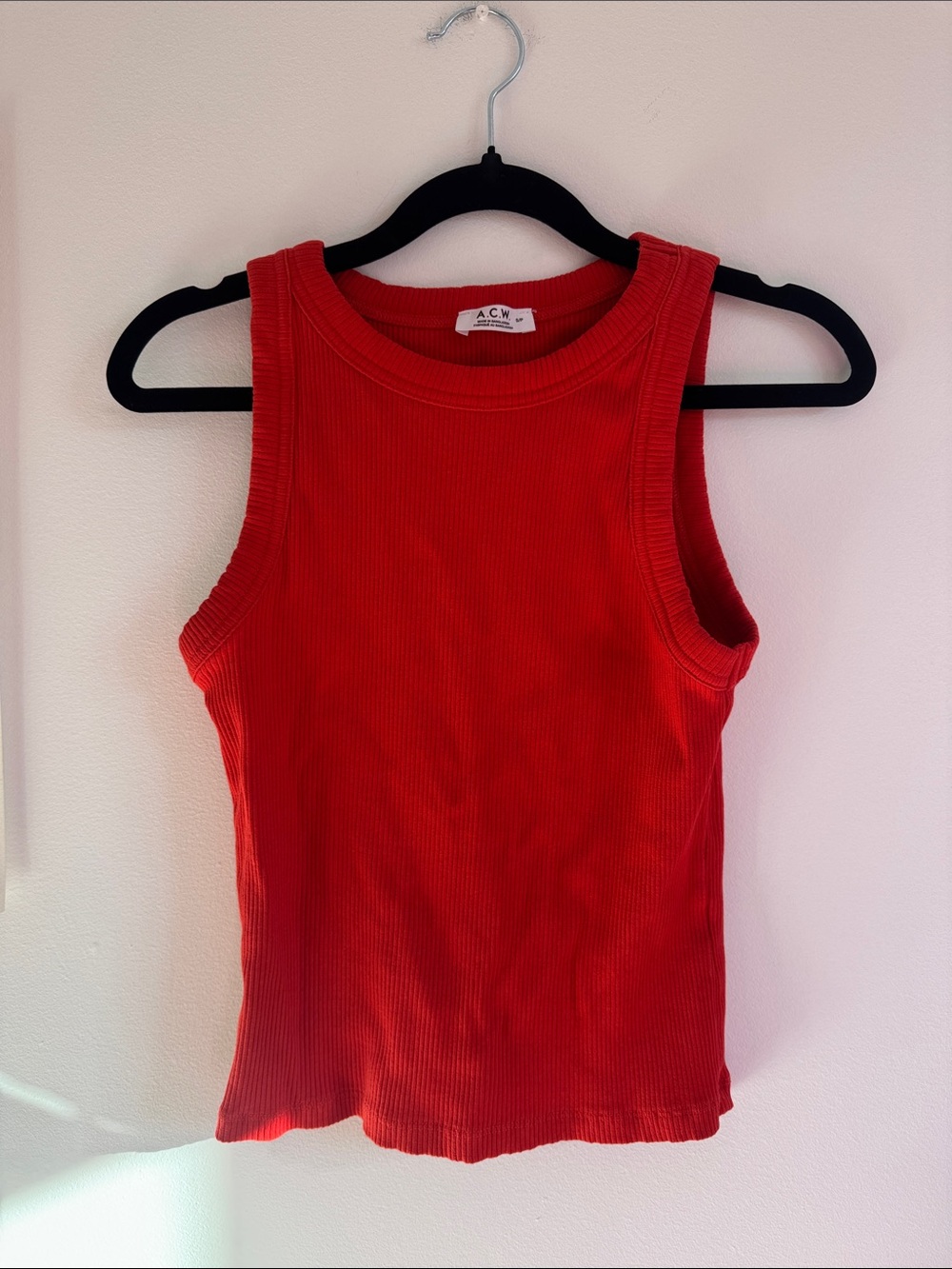 Red Ribbed Tank Top